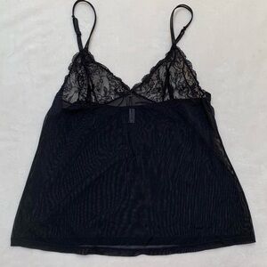 Jacob Black Sheer Mesh & Lace Cami Tank Top Size Large